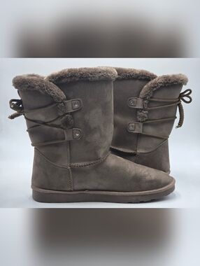 POP suede fur lined ankle boots woman size 10